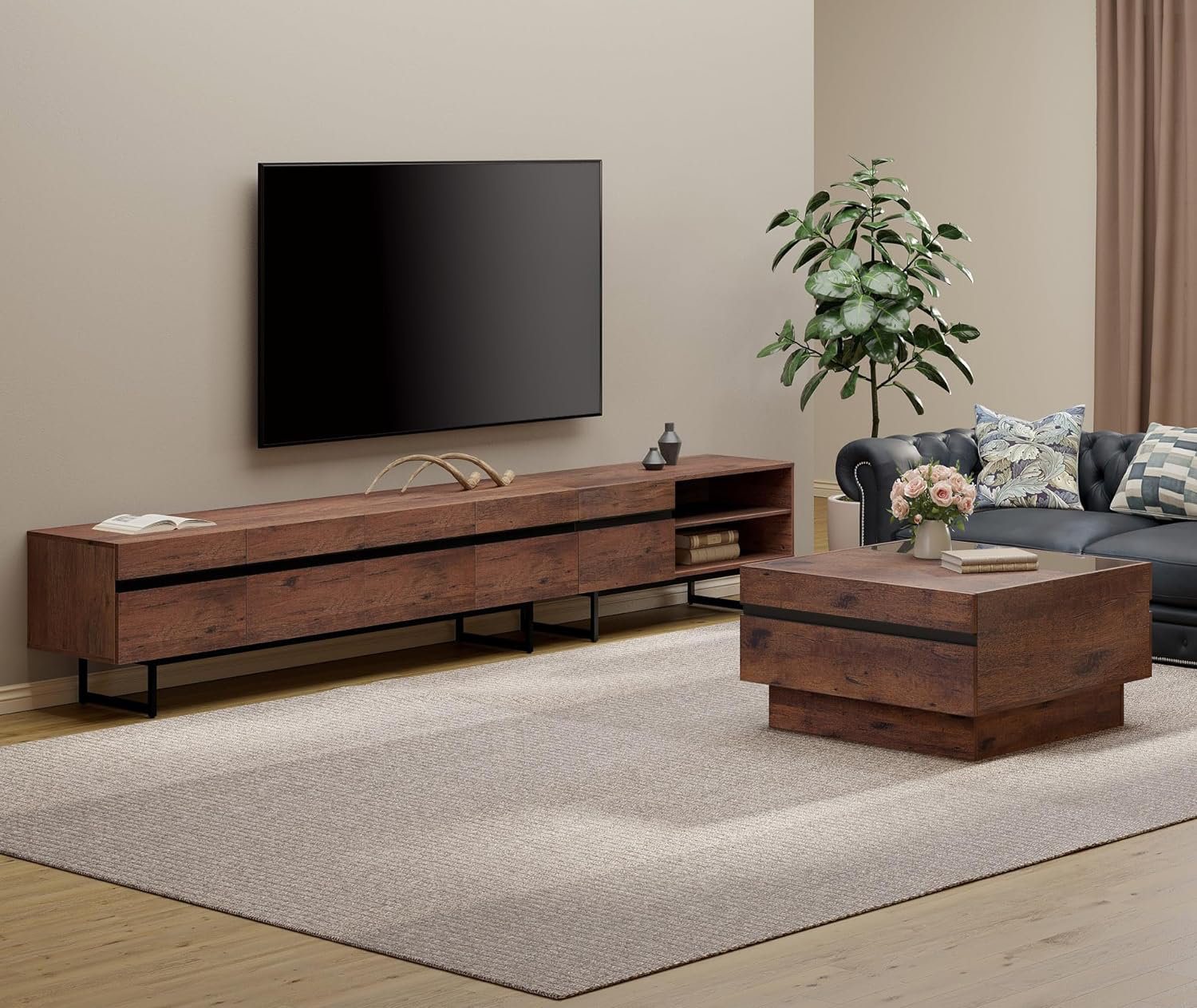 Glass tv stand and coffee table set hotsell